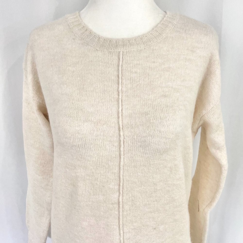 New Stitchdrop Center Seam Side Slit Long Sleeve Sweater Dress Serene Ivory XS - Picture 3 of 14